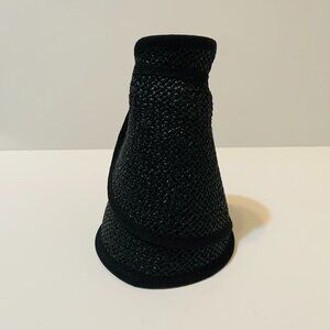 RL Visor Hat Woven Straw Wide Brim Roll Up Sun Protection Women's Black New